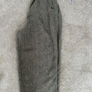 Flax linen women's cropped  Charcoal linen pants medium